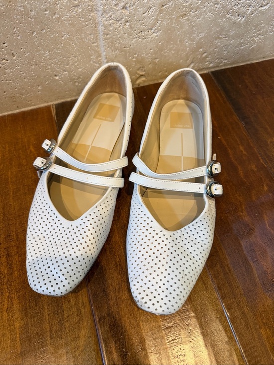 Dolce Vita Shoes - Dolce Vita White Perforated Double-Strap Mary Jane Flats